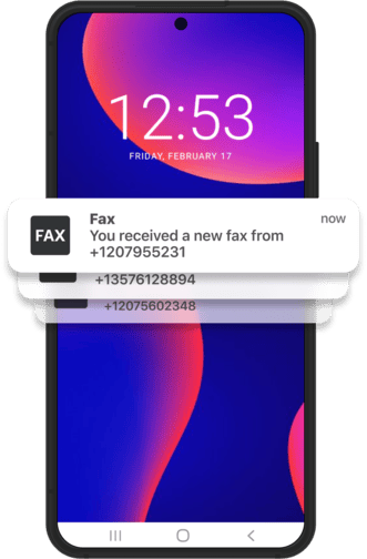 android fax app interface mockup showing received faxes in the inbox