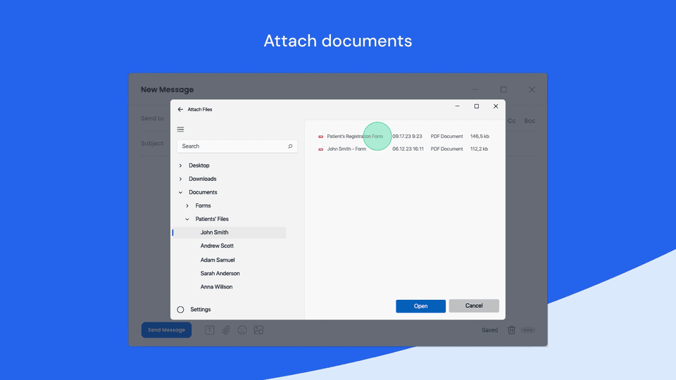 Attaching documents to an email