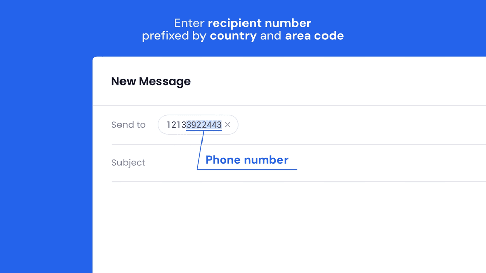 Entering a fax number in an email