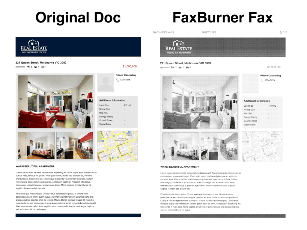 FaxBurner test fax quality result