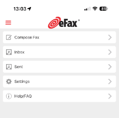 eFax iPhone app New Fax button crash