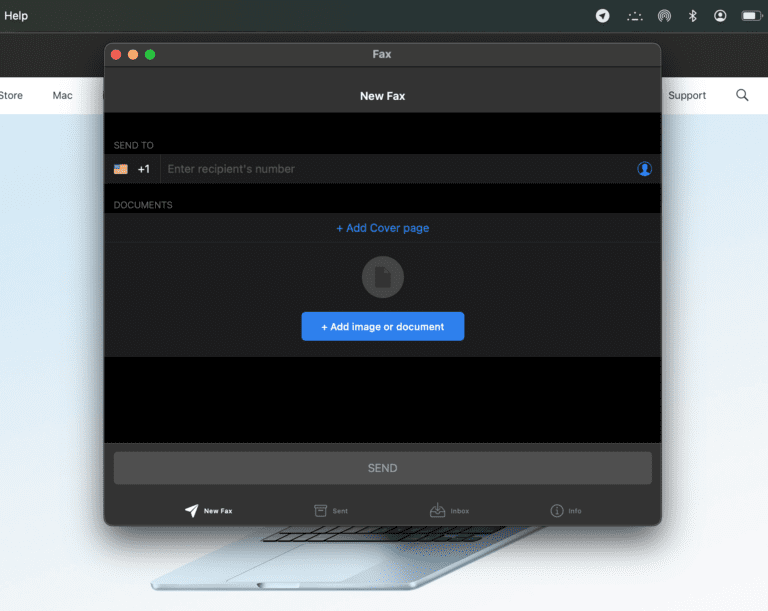 Adding a cover page or attachment in Municorn Fax on Mac