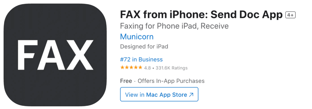 municorn fax for iphone app