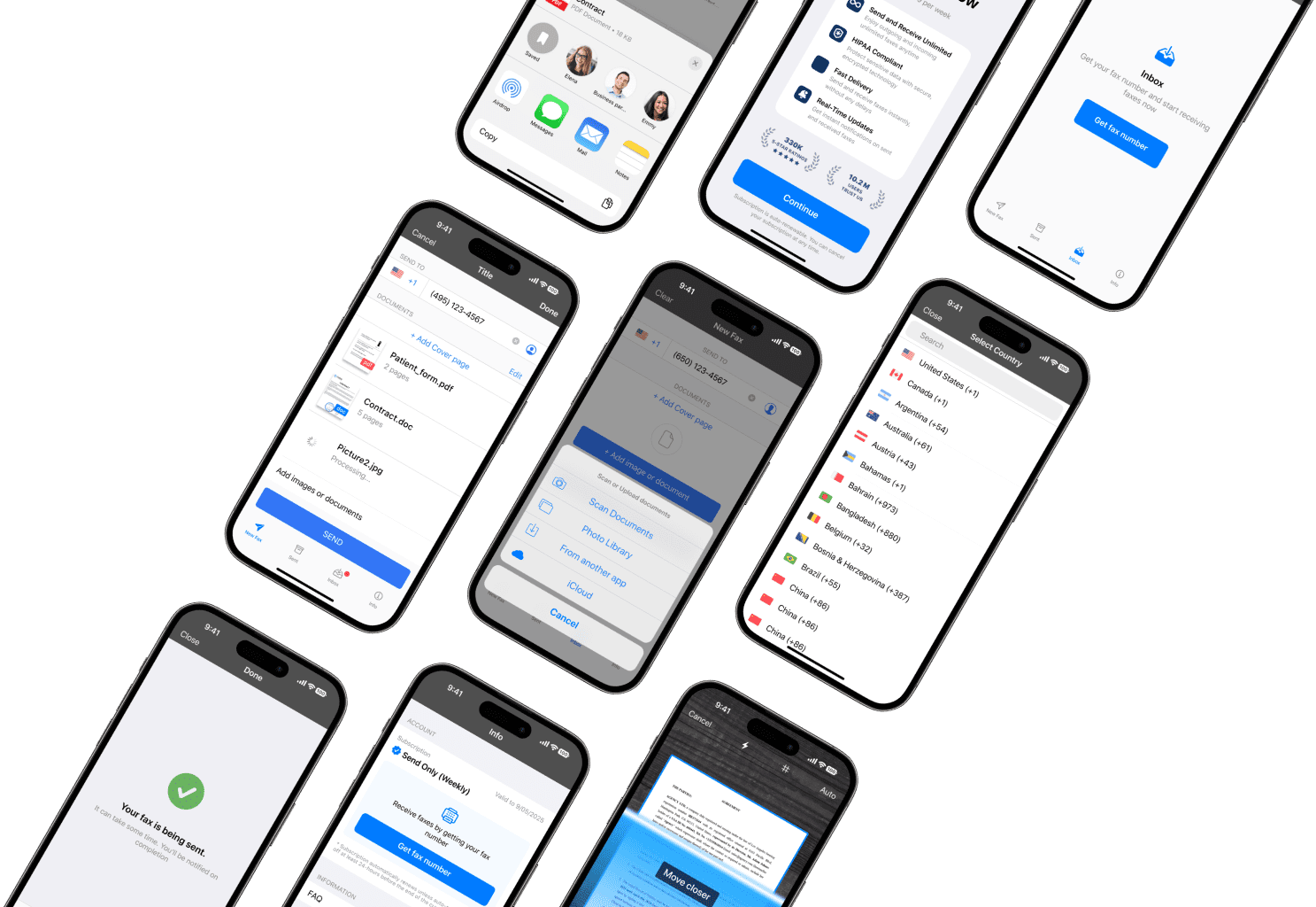 The Municorn Fax app on a phone and a tablet