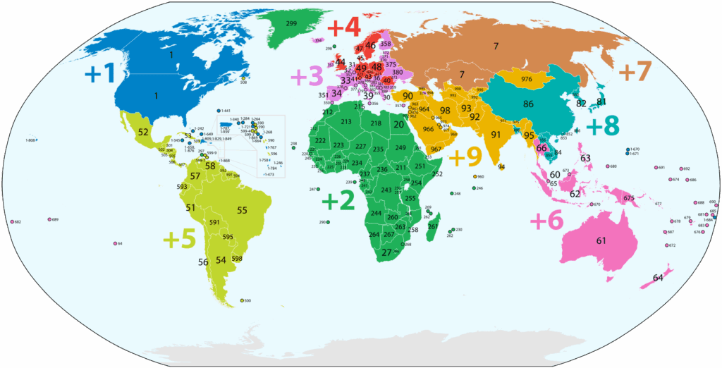 Wikipedia mit weltweiten Telefonvorwahlen