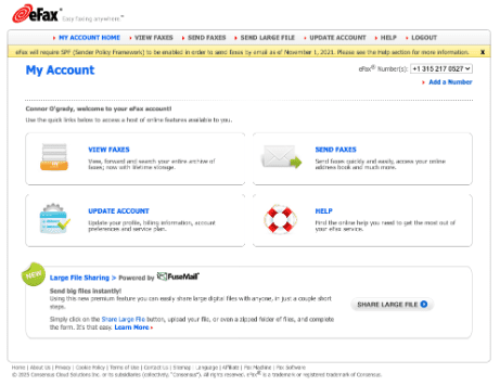 efax menu 2