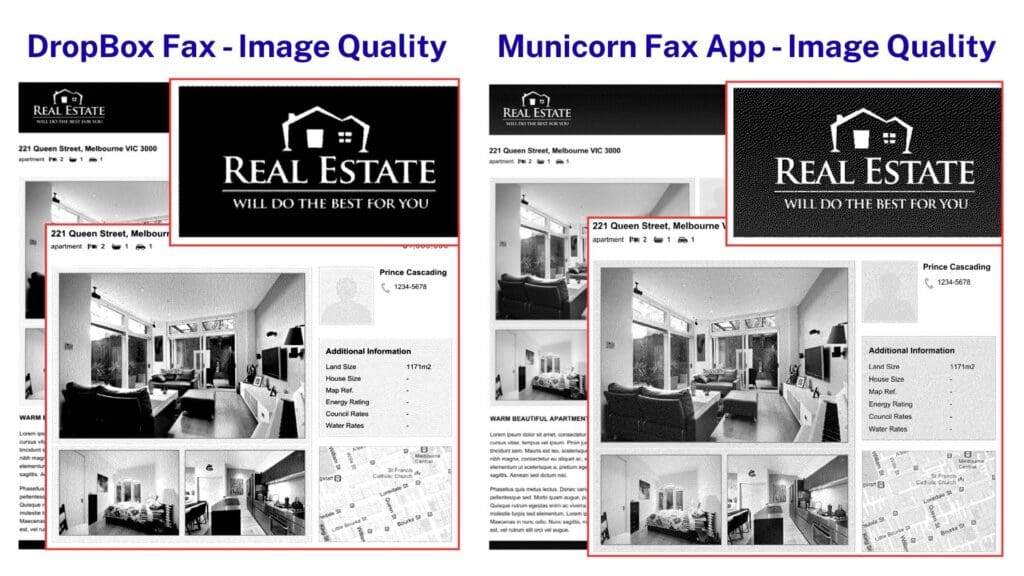 municorn vs dropbox fax quality comparison