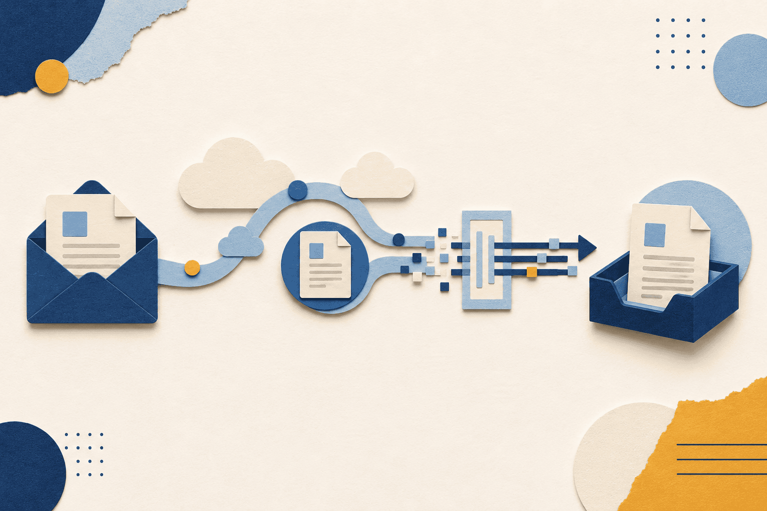 a schematic illustration that shows how a document is faxed through email