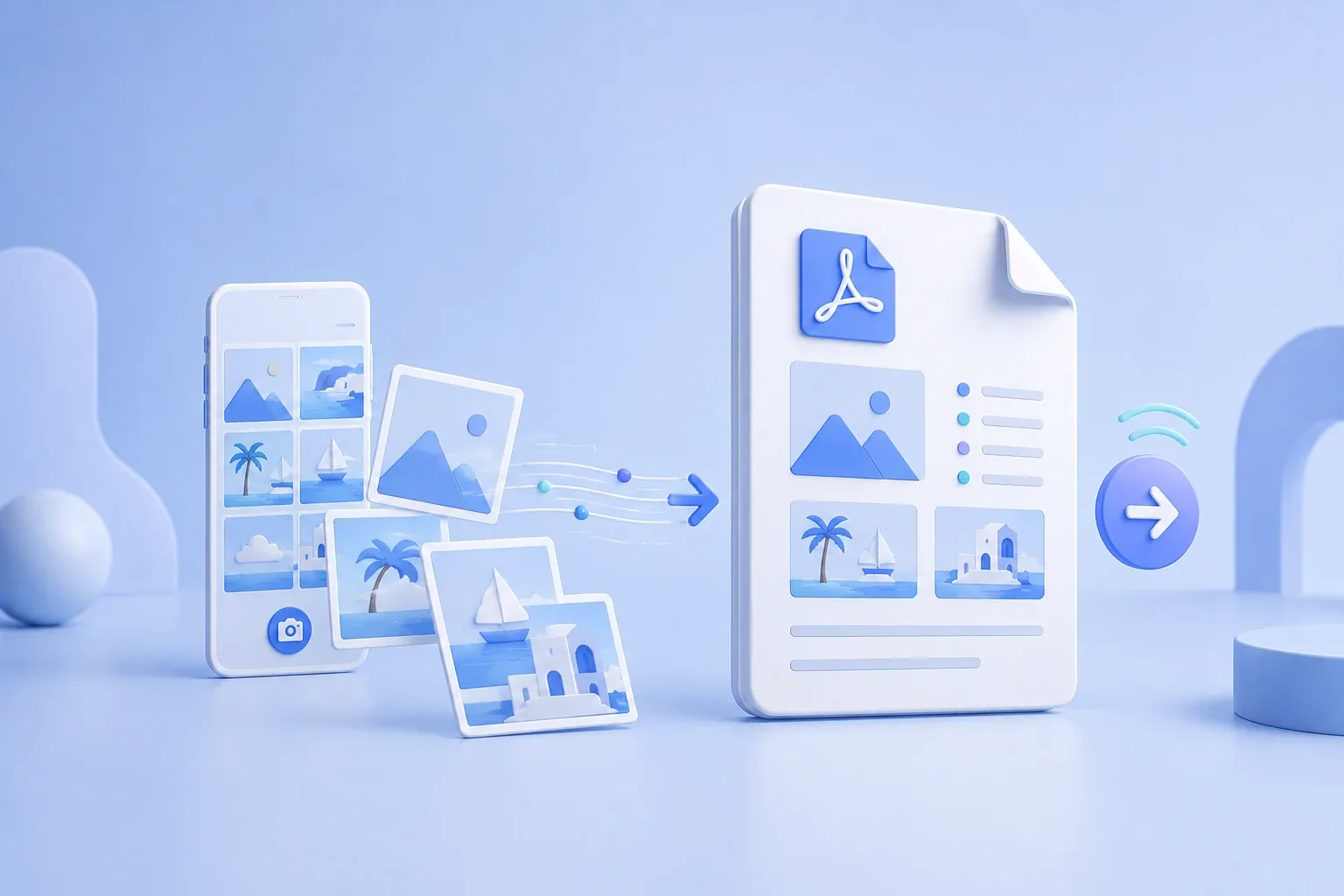 Photos from a smartphone being combined into a PDF document ready to send by fax.
